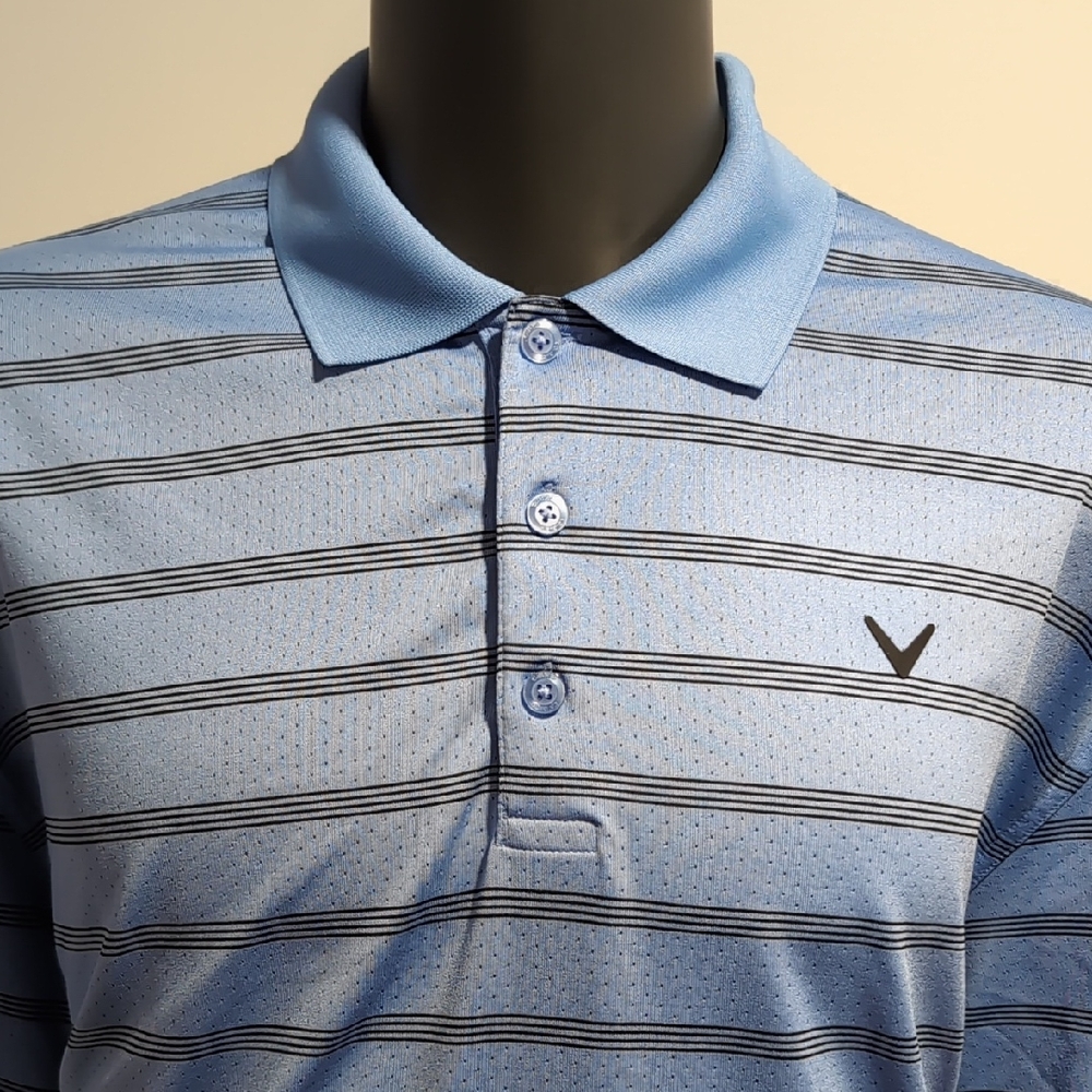 Callaway Blue Striped Golf Polo Shirt